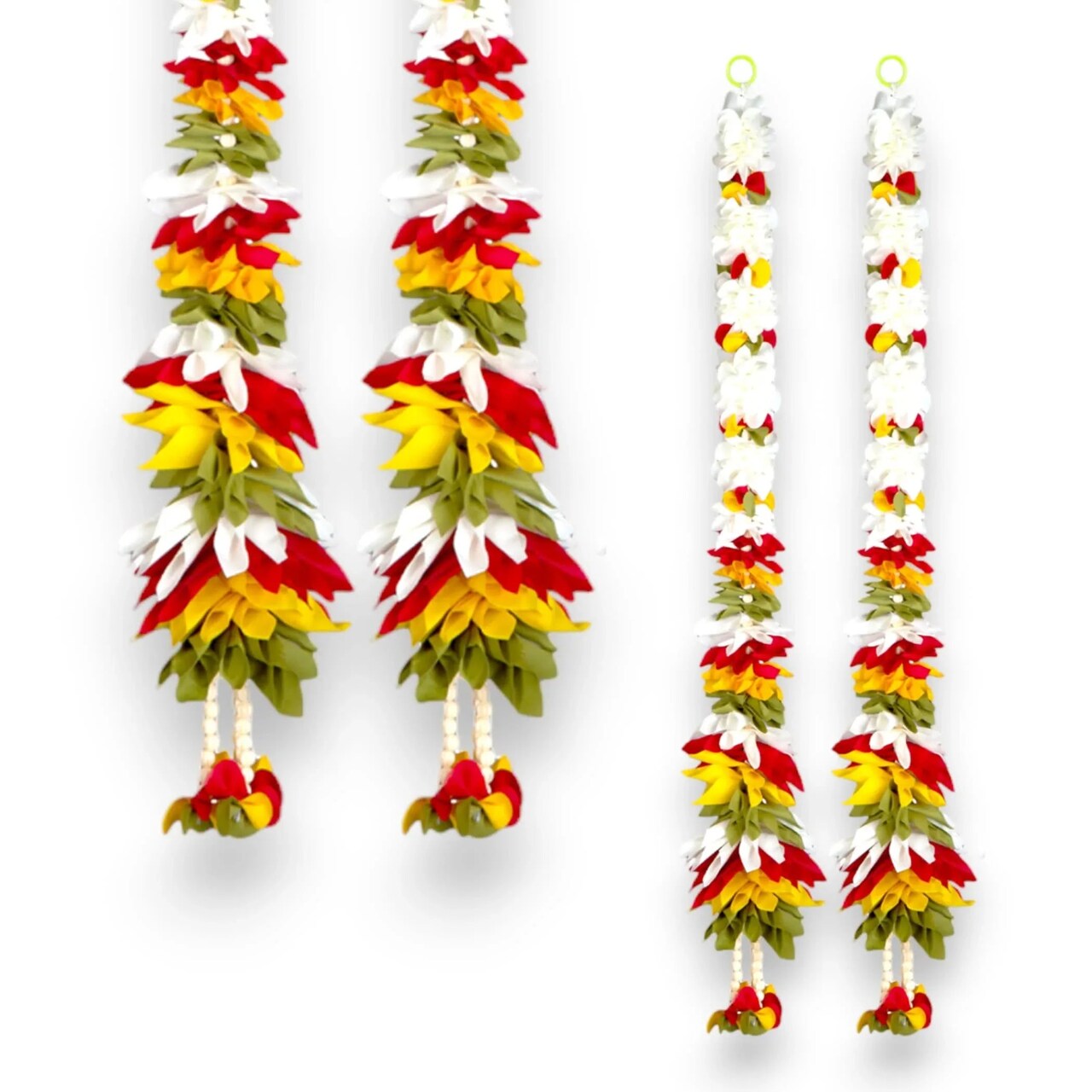 2 Strings Artificial Fabric Jasmine Garland for Festivals Pooja Indian Muslim Wedding Home Decor - Housewarming Diwali Eid Decorations - Mehndi Haldi Party Day of the Dead Door Hanging